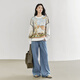
Dialogue art paintings co-branded towel embroidered jacquard pullover sweater for women 2025 autumn loose lazy style sweater light blue landscape jacquard M