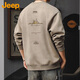 Jeep (JEEP) sweatshirt men's autumn and winter American heavy-weight long-sleeved T-shirt round neck top casual bottoming shirt men's Khaki XL