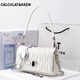 CALCULAT/KEEN Bag Women's 2025 New Fashionable and Versatile Soft Leather Fairy Bag Rhinestone Chain Bag Shoulder Crossbody Handle Wrinkle Bag White