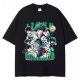 Jiuvia summer hip-hop street cotton t-shirt washing retro Japanese anime full-time hunter Hunter x Hunter trend B1342 washing black S