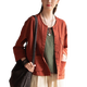Deutsche Qualität Zen-Kleidung, Baumwolle und Leinenkleidung, lose Oberteil, Strickjacke, Zen Buddhist Frauenkleidung, Teekleidung, Meditation und Laien-Buddhist-Kleidungsset [zweiteiliger Set] Fadenfarbe Fadenfarbe + Tee Brown Hosen 6187# All Size