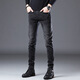Lee Kids Hong Kong Black Jeans Herren Frühling und Sommer Neue schlanke kleine Füße modische Marke Mode Stretch Casual Hosen Männer QN1049 Gray Plus Fleece 28