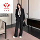 FANAOGE black suit suit for women spring and autumn new style college defense interview professional suit student union formal workwear tie + suit + white shirt + pants four-piece suit L recommended 110-120 Jin Jin equals 0.5 kg Urgent items will be sent on the same day - contact customer service for SF Express