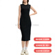 斐乐（FILA）时尚休闲简约纯色无袖连衣裙 女款 正黑色时尚轻奢 正黑色 L
