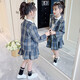 Ultraman Kinderkleidung Girls Anzug Herbst Kleidung College Style Casual 2025 New Little Girl Shirt Children's Short Rock Jacke drei Stücke Heißverkäufe karierte Jacke 100 Höhe 90-100 cm Alter 3-4 Jahre alt