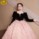 G.duck girls evening dress light luxury niche high-end host autumn and winter birthday princess dress children piano performance pink short plus velvet thickening 100 height 90-95cm age 3-4 years old