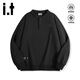 Izzue it trendy brand letter sweatshirt men's spring and autumn half cardigan Henry collar top heavy stylish youth loose jacket
