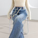 Shengmeixue Schmales Brett elastischer Taille Denim Gerade Jeans für Frauenfrührungen Birnenförmiger Körper 2025 Elastische Hüft-bedeckende schlanke Hose 6626 Hellblau neun Punkte 26 schlugen 80-90 Jin vor [Jin gleich 0,5 kg]