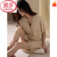 Pajamas de Langsha (Langsha) con almohadilla de pecho para mujeres en verano dulce y sexy cárdigan de encaje modal de verano ropa de manga corta para el hogar de dos piezas del cinturón amarillo claro 3527. almohadilla de cofre M (85-105Jin [Jin equivale a 0.5 kg]) apto para la piel y elástica