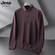 JEEP SPIRIT Jeep men's long-sleeved T-shirt autumn and winter new loose casual lapel T-shirt bottoming POLO shirt men's top Army Green XL
