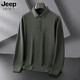 JEEP SPIRIT Jeep men's long-sleeved T-shirt autumn and winter new loose casual lapel T-shirt bottoming POLO shirt men's top Army Green XL