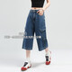 [Same style of Mai Meng] Retro Hong Kong style cropped jeans for women in 2025 summer new loose straight work pants Blue L