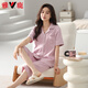 
Yalu high-end new pajamas for women in summer thin pure cotton short-sleeved cropped pants home clothes for women in summer can wear out suit 9896 2XL [140-160Jin [Jin equals 0.5 kg]]