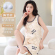 Bananenmanschettener ohne Brustpolster Pyjamas für Frauen im Sommer dünne 2025 neue Weste Shorts Home Clothes Junior High School Schüler Anzug Fy9856 Frauen (mit Brustpolster) M [75-95jin [Jin gleich 0,5 kg]]