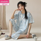 Modal Summer New Chinese Style Kurzärärmelte-Pyjama für Frauen-Baumwoll-Hauskleidung für Frauen, die geschnittene Hosen für den Sommer dünn sind, können außerhalb von LZY9901 M getragen werden (empfohlen 75-95jin [Jin gleich 0,5 kg])