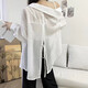 Blue Polo neck long-sleeved sunscreen shirt for women new summer light and breathable back lace-up thin jacket 7054 white [back lace-up sunscreen shirt] XL (applicable to 125-140Jin [Jin equals 0.5 kg])