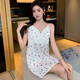 Langsha Bing Seiden sexy Schlinge Nachtkleid Pure Desire Frauen Sommer Dünner Stil Spitzen -Pyjamas mit Brustpolster 11965 mit Brustpolster m