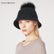 Maria Gucci (MARJA KURKI) Warm Fisherman Hat Women's Rabbit Fur Ball Basin Hat Fashion Face Shaping Bucket Hat Whispering Softly 6MM471199 Black