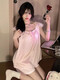 Modal ice silk pajamas for women in summer 2025 new Xiaofei cuffs chest pad high-end women's large-size short-sleeved home clothing JDX_9227# vest cover apricot color (with fixed chest 2 XL