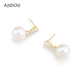 AJIDOU Ajidou earrings birthday gift imitation pearl pendant zircon earrings for girlfriend and wife white + gold