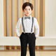 He Jiagong birthday children's suit suit little host flower girl boy British suit boy dress jacket piano white long sleeves black trousers striped suspenders bird plaid collar 110