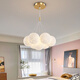 Yingtang LED Wohnzimmer Hauptbeleuchtung Restaurant Nordic Creative Creme Stil Kronleuchter Schlafzimmer Deckenlampe Ganzes Haus Kombination Paket 9734-Golden 7-Kopf-Drei-Farben-Hellfarbball 12 cm