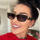 Nueva versión pequeña versión coreana Gafas de sol de protección solar para mujeres con personalidad Gafas de sol de hip-hop Gafas de sol de marco cuadrado en forma de V 1278 Beige Light Tea Sheet