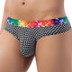 
Men's Plaid Thong Rainbow Wide Belt Panties Sexy Big Bag Shorts Black L