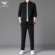 AX Armani Armani men's casual sports suit autumn and winter new thickened warm stand-up collar cardigan sweatshirt two-piece set GA/2319 black (stand-up collar single top) S 165/84A