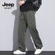 JEEP SPIRIT休闲裤男夏季薄款2025新款美式潮牌宽松直筒伞兵裤运动冲锋工装裤 9856军绿色 M （28-29码）体重95-110斤