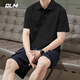 GLM短袖t恤男透气夏季翻领polo衫速干T恤冰丝感休闲运动上衣黑色2XL