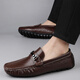 Light luxury brand beanie shoes for men in summer new men's genuine leather business British style casual leather shoes daddy driving shoes 9921 brown 40