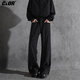 
CLOR American ice silk thin retro trendy brand scimitar trousers loose straight micro-flare trousers CL67 black L