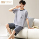 
Modal Men's Pajama Set Summer Short Sleeve Shorts Thin Summer Ice Silk Loose Casual Large Size Home G6623] Modal Shorts-Cool and Breathable 4XL Recommended 180-210Jin [Jin equals 0.5 kg]]