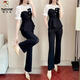 
Woodpecker 2025 new summer suit age-reducing chiffon splicing two-piece fashion celebrity temperament goddess style professional suit women fashion black top + pants two-piece set [short/sleeved] S S suggested 80-95Jin [Jin equals 0.5 kg]