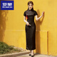 ROMON black cheongsam new style 2025 improved young style high-end temperament female sense summer slim new Chinese style long style XSG3294 pink dress length 120 cm 2XL