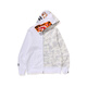 BAPE Men's 25th Autumn and Winter Luminous Camouflage Spliced Tiger Shark Hooded Sweatshirt Jacket Cardigan 009151P White WHX M One Size