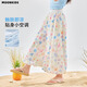 moonkids children's clothing girls ultra-thin mosquito-repellent pants 2025 summer new style floral pants children's summer wide-leg pants casual trousers two-pack [22039 floral + 15268 apricot] 110 cm
