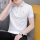 Fat Donglai summer clothes solid color lapel short-sleeved T-shirt men's trendy versatile casual loose top Black QY682 M