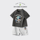 R.DuckKids Little Yellow Duck Boy Traje de manga corta Baby Class A Pure Cotton Top 2025 Summer Little Baby Sports Round AP13794 Fluorescente Verde + I10470k Gris 80 cm