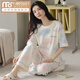 Modal cotton pajamas for women short-sleeved trousers for summer Korean women's round neck suit thin cotton exterior wear home clothes RN9715# short-sleeved trousers Cotton M (80-100Jin [Jin equals 0.5 kg])