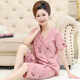 
Victoria's style middle-aged mother pajamas for women in summer pure cotton short-sleeved home clothes middle-aged and elderly thin cropped pants two-piece set Y3937 2XL