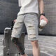 
Yarso ripped five-point denim shorts men's versatile slim-fitting pants Korean style ins fashion beggar mid-pants T693 blue graffiti 28 Suggested 90-100Jin [Jin equals 0.5 kg]