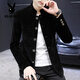 Playboy (PLAYBOY) Stand Collar Casual Suit Men's Korean Style Trendy Tunic Men's Youth Small Suit Spring and Autumn Top Men's Jacket 1898 Black Velvet XL 175