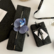 High-quality stone grain paper, black large size gift wrapping paper, cigarette box decoration material, high-grade pleated feel for boyfriend, blue Phalaenopsis + 1 meter black ribbon