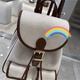 Charles/Keith260160240 Canvas Kontrastfarbe Einfacher Pendler -Rucksack Flip Draw String Beige