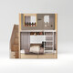 Xuncong [ENF-Grad Volles Massivholz] Kinderbett-Creme-Stil oberes und unteres Bett Hoch- und untere Bett erhöhte Leitplanke Mutterbett mit Aufbewahrung ENF-Grad Full Massivholz Doppelschicht Kinderbett + Leiterschrank + Rutsch + Buchhandel 1350 mm*1900 mm Innendurchmesser