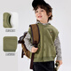 Dudu Home [Lindo impresión] Chapal de niños Autumn Boys Coat Girls Vest Large Knit Children's Cardigan Tendencia Militar Green 90