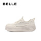 百丽（Belle）舒适透气网面小白鞋女2025夏新厚底增高休闲鞋B2611BM5 米白色 37 (235mm)
