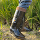 Men's high-tube rain boots anti-slip rain boots waterproof shoes women's shoes rubber shoes fishing shoes kitchen shoes construction site labor protection rain boots men [authentic military log] 907 medium tube black 44